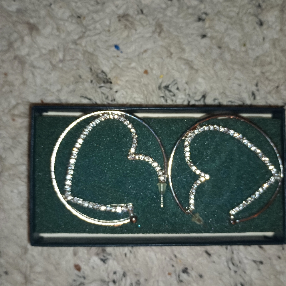 Silver Heart Design Earrings